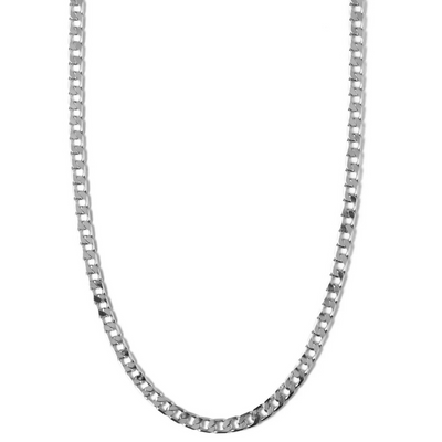 Flat Link Curb Chain Necklace | White Gold 16k