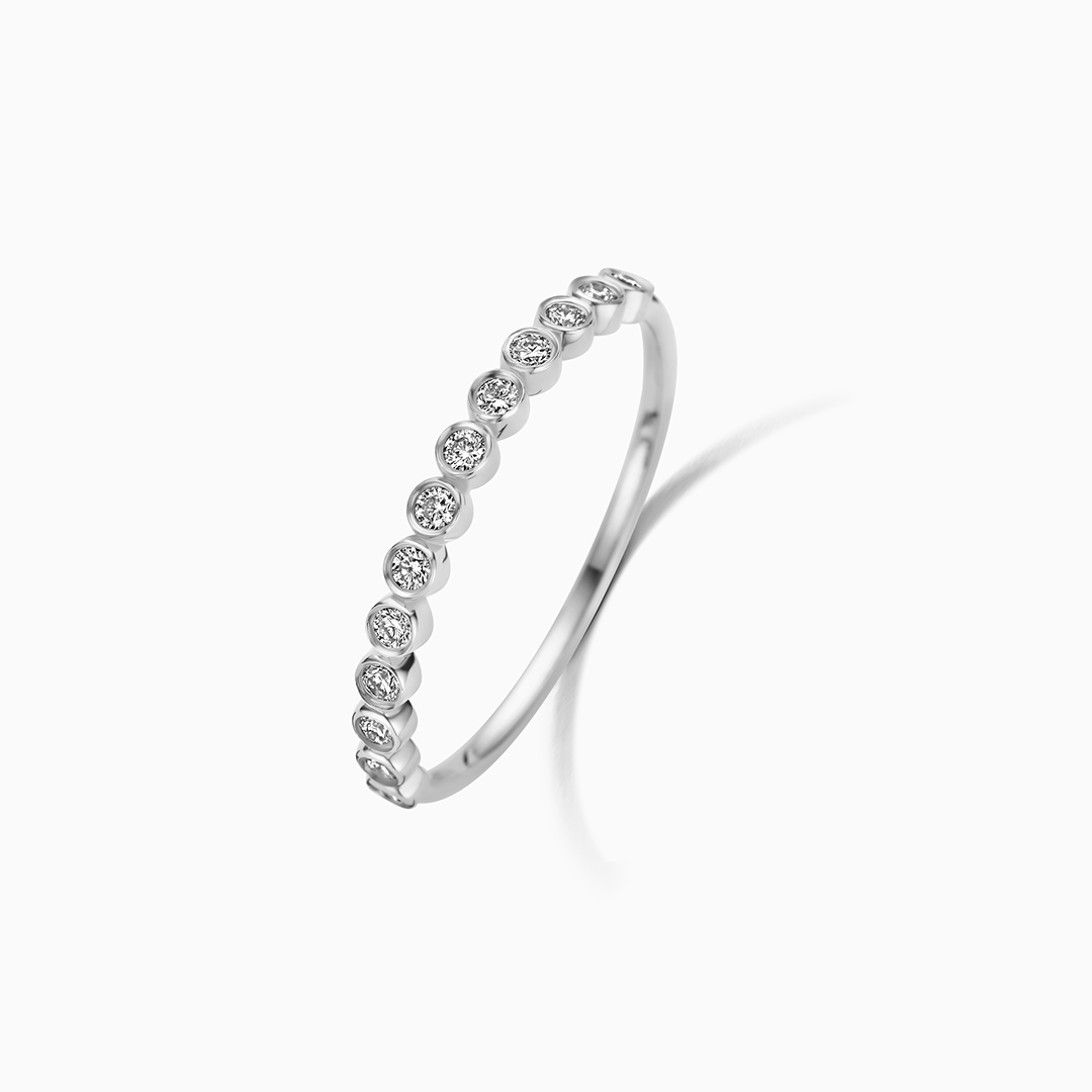 Diamond Bubble Ring | White Gold 14k