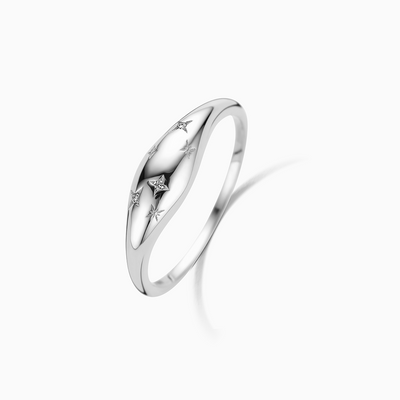 Diamond Dome Ring | White Gold 14k