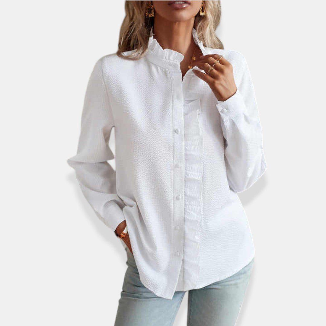 NORTHLINE STUDIO | RUFFLE TRIM BLOUSE