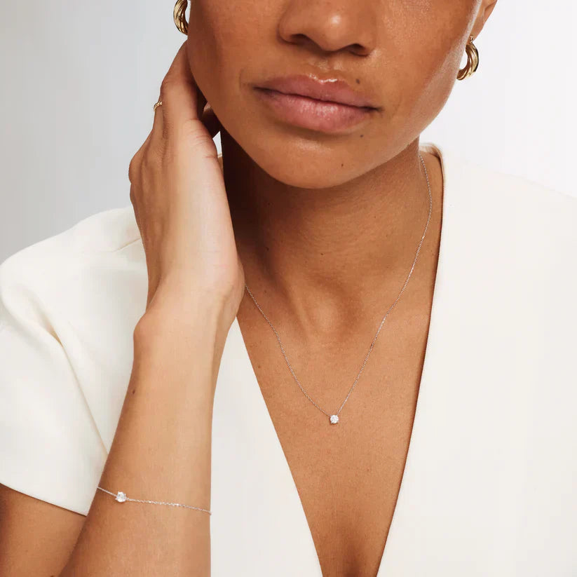 Cléa Moissanite Stone Necklace | White Gold 14k