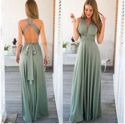Henley - Vibrant Strapped V-Neck Long Gown