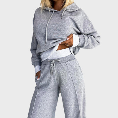 Women’s 2-Piece Tracksuit Set with Hoodie and Wide-Leg Pants