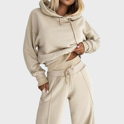 Women’s 2-Piece Tracksuit Set with Hoodie and Wide-Leg Pants