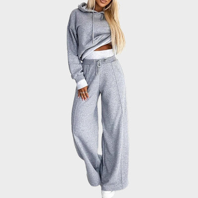 Women’s 2-Piece Tracksuit Set with Hoodie and Wide-Leg Pants